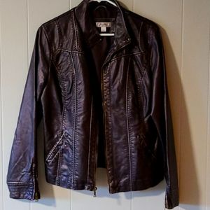 Dress Barn Faux-Leather Moto Jacket